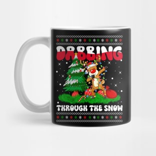 Dabbing Through The Snow Reindeer Dab Dance Christmas Lights Mug